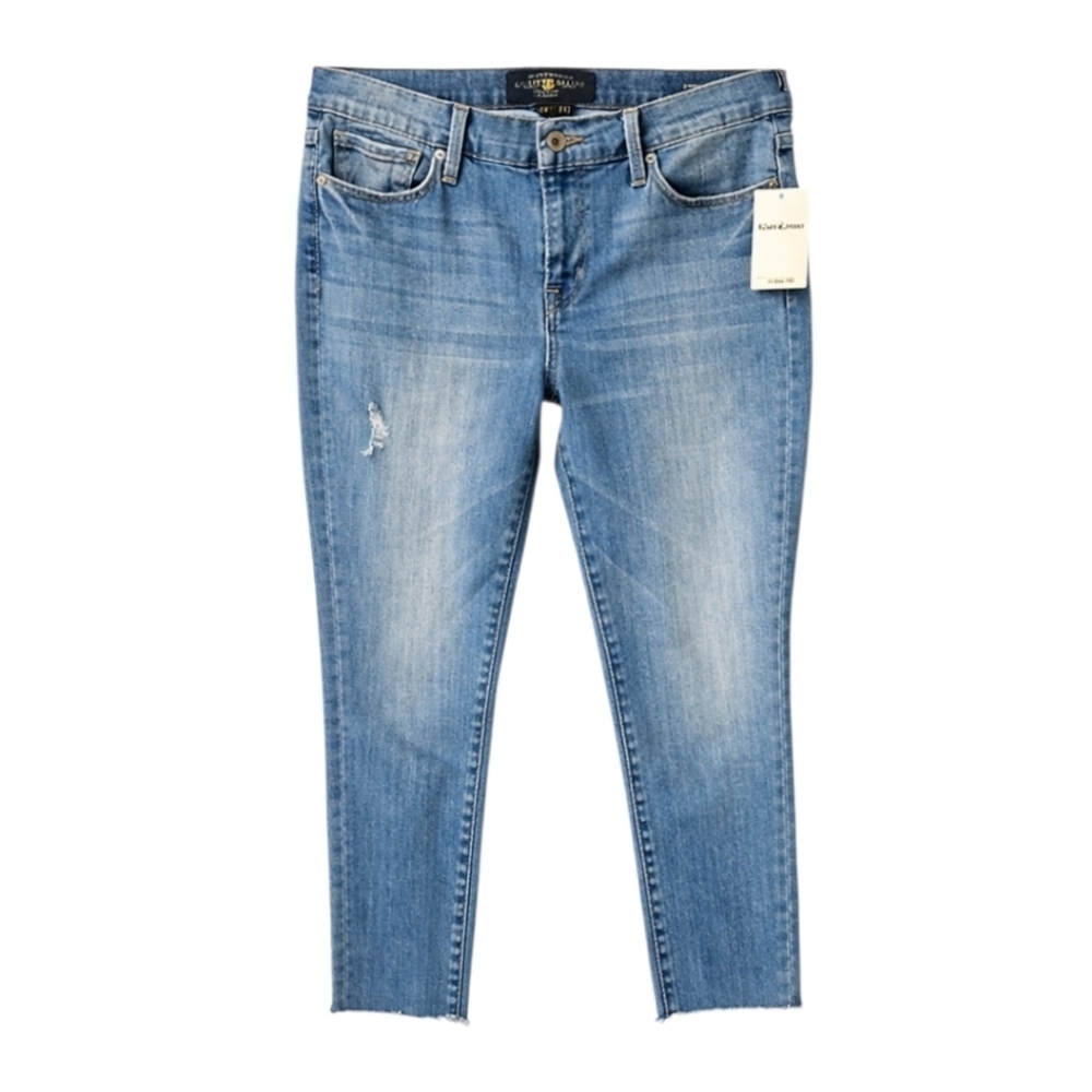 Lucky Brand Size 14/32 Blue Denim Straight Ankle Jeans Raw Hem NWT